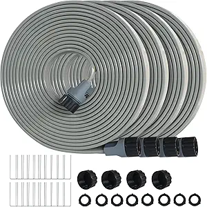 Photo 1 of Hopegiver Sprinkler Soaker Hose 50ft 4-Pack Yard, Sprinkler Hose 200 ft for Lawn Water Saving with Stakes, Drip Irrigation Hoses Garden Watering System(Grey,50ft )