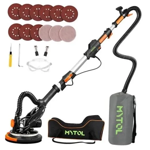 Photo 1 of Electric Drywall Sander with Vacuum Dust Collection, Variable Speed, LED Light, Foldable Handle, Sanding Discs & Grids