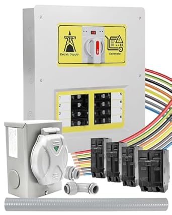 Photo 1 of 50 Amp Generator Transfer Switch Kit with Automatic Power Change Mode, NEMA 3R 50 Amp Transfer Switch with Multiple 50A, 30A, 20A, 15A Circuit Breakers, 10-16 Circuit, with SS2-50P Power Inlet Box