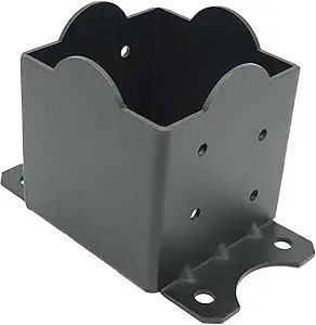 Photo 1 of 8x8 Post Base (Actual Size 7.5x7.5 in.) 2 Pack, Extra Thick 8 Ga. Steel (4mm), Heavy Duty Black Powder-Coated Metal Brackets for Railing Pergola Post to Deck Connection, Pergola, Fence Mounting Kit