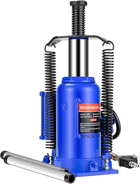 Photo 1 of SPECSTAR Pneumatic Air Hydraulic Bottle Jack with Manual Hand Pump 20 Ton Heavy Duty Auto Truck Travel Trailer Repair Lift Blue