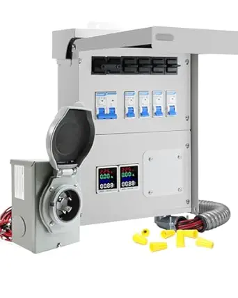 Photo 1 of Upgraded 30 Amp 6 Circuit Transfer Switch Kit for Generator with 2 Digital Display Energy Meter with NEMA L14-30p Optional Power Inlet, IP 67 Waterproof, PreWired, for Indoor and Outdoor Use (2025)