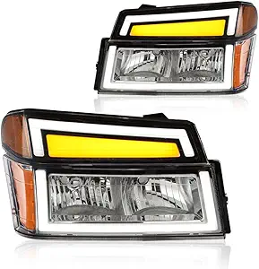 Photo 1 of LED DRL Headlights Assembly Compatible with 04-12 Chevy Colorado / 04-12 GMC Canyon Side Replacements Headlamp Amber Reflector Chrome Housing