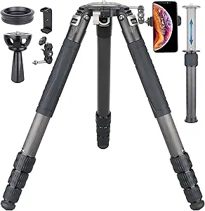 Photo 1 of 82" Carbon Fiber Bowl Tripod Heavy Duty Camera Tripod with 75mm Bowl and Adapter, 10 Layers Carbon Fiber 1.57" /40mm Leg Tube, Ultra Stable Professional Camera Tripod, Max Load 88Lbs/40kg (AS95C)