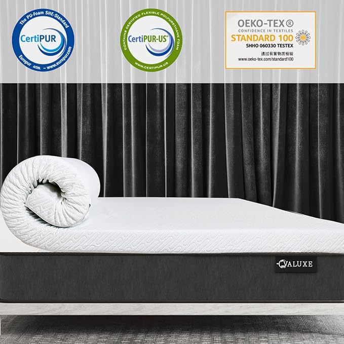Photo 1 of 3 Inch Gel Memory Foam Mattress Topper Twin Size High Density Cooling Pad Pressure Relief Bed Topper (with Removable & Washable Bamboo Cover)