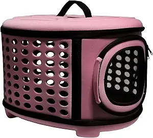 Photo 1 of Collapsible Cat Carrier Hard, Travel Pet Carriers Bag for Small Dogs for Car Travel with Ventilation Guinea Pig 2 Small Cats Carrier Cage Dog Crate (Pink)