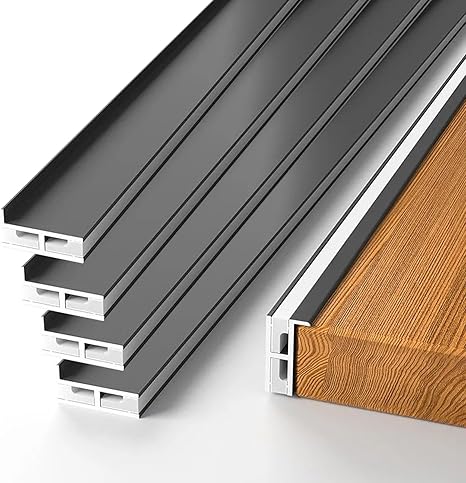 Photo 1 of 3.3FT/1M LED Strip Aluminum Channel Diffuser, Tape Light Under Cabinet Recessed 18mm Clipboard Dark Gray Anodized Track, Silicone Cover UP Down Lighting Profile (5 Pack)