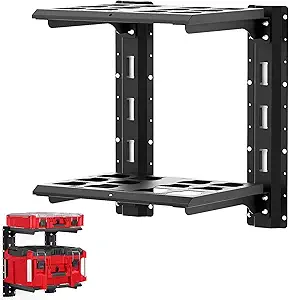 Photo 1 of Upgraded Carbon Steel Packout Shelves, 48-22-8480 Compatible with Mil. Waukee Packout Shelf Wall Mount, 80 lbs Load Capacity, Extended 23-inch E-Track, 2-Shelf