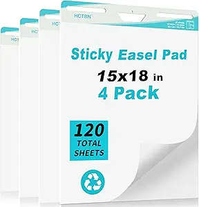 Photo 1 of Self-Stick Mini Easel Pad 15 in x 18 in, 30 Sheets/Pad, 4 Pads/Pack, Sticky Flip Chart Paper for Teachers, Super Sticking Power & Bleed-Resistant