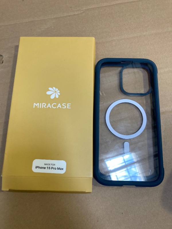 Photo 1 of Miracase Magnetic for iPhone 15 Pro Max Case 6.7'' [Compatible with Magsafe] Full-Body Drop Proof Bumper Phone Case for iPhone 15 Pro Max with Built-in 9H Tempered Glass Screen Protector,Blue