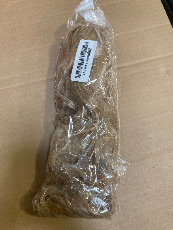 Photo 1 of LONAI Ponytail Extension, 18" Wavy Claw Clip Ponytail Extensions ZJ001 Shoulder Length Curly Wavy Claw Clip in Ponytail Hair Extensions Synthetic Fake Pony tails Hairpieces-Ash Brown