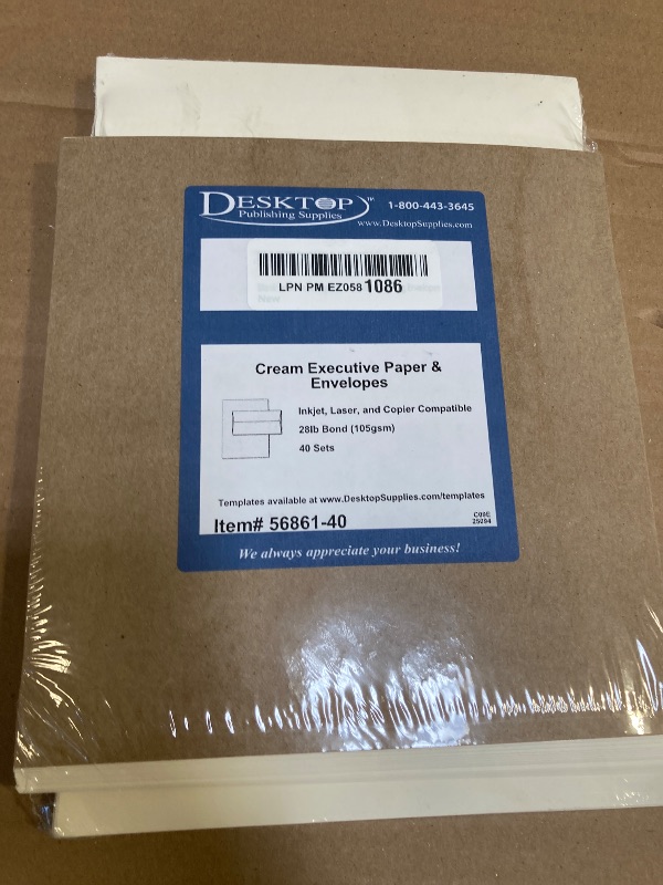 Photo 1 of Blank Letterhead Paper & Envelopes - Off-White Natural Cream Color - 40 Sets - Unique Executive Size (7" x 10") Paper with Matching Envelopes