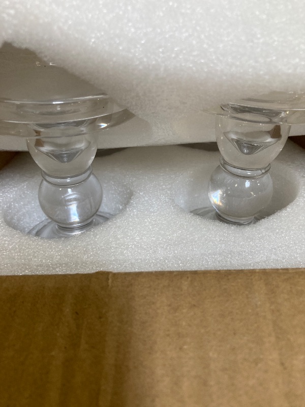 Photo 1 of ViViTOP Glass Candle Holder Set of 4, Clear Candlestick Holders for Pillar Candles, 4.5" H, Candle Stand Decorations for Living Room