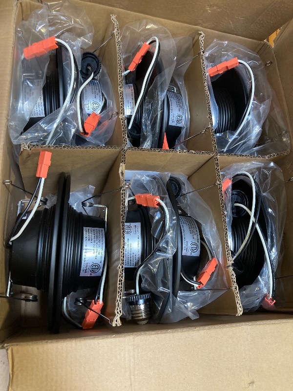 Photo 1 of 12 Pack 5/6 Inch Black LED Can Lights Retrofit Recessed Lighting, 5CCT 6 Inch Recessed Lights Selectable 2700K-6000K Dimmable, 12W=75W, 1200LM Downlight with Metal Smooth Trim-ETL and Energy Star