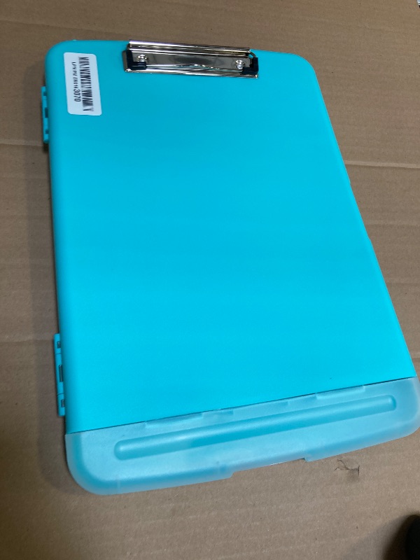Photo 1 of Piasoenc Clipboard with Storage, 8.5 x 11 Organization Box with Pen Holder and A4 Legal Paper Folder, Heavy Duty Plastic, Folio & Side-Opening, Low Profile Clip for Nurses, Teachers, Peacock Green
