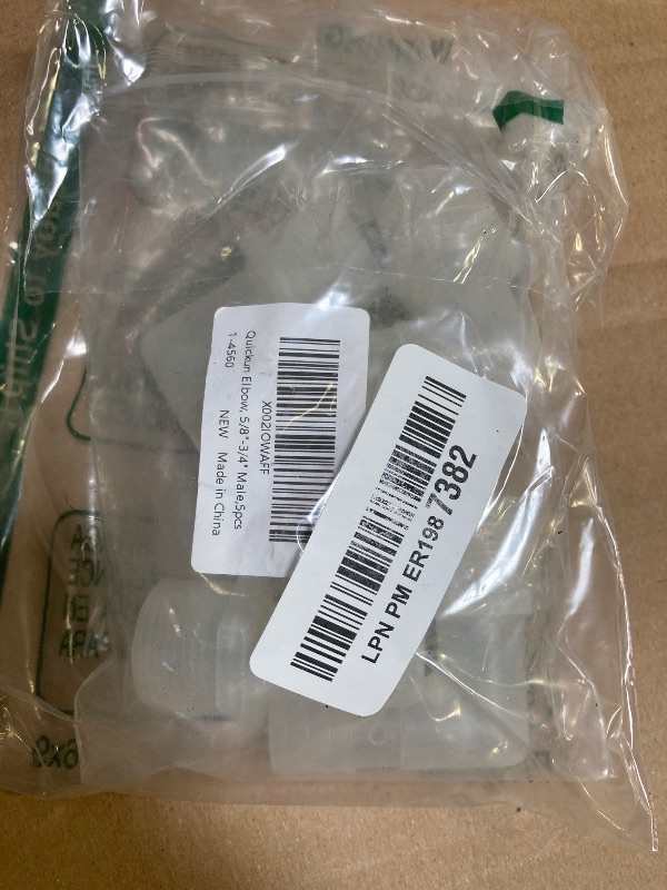 Photo 1 of Quickun Hose Barb Fitting Elbow, 5/8" Hose Barb x 3/4" Male NPT Barbed Adapter for Fuel/AIR/Water/Oil/Gas/WOG(Pack of 5)
