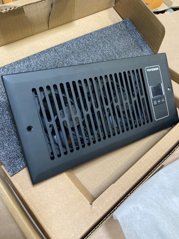 Photo 1 of VIVOSUN Quiet Register Booster Fan, Smart Register Vent with Thermostat Control, Fits 4”×10” Register Holes, Heating Cooling AC Vent Fan, Black