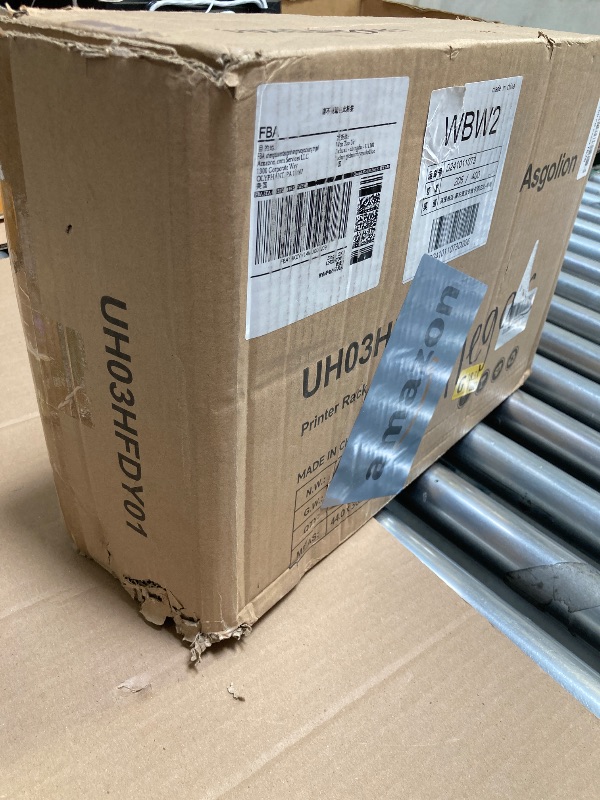 Photo 1 of Asgolion Large Printer Stand with Storage, 4 Tier Table with Wheels for Home Office, Beside Desk for Printer, Scanner, Fax, Rustic Brown