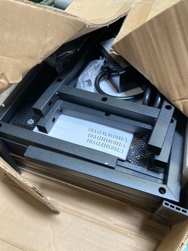 Photo 1 of Asgolion Large Printer Stand with Storage, 4 Tier Table with Wheels for Home Office, Beside Desk for Printer, Scanner, Fax, Rustic Brown