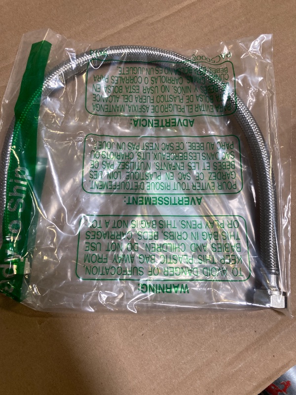 Photo 1 of Eastman 20 Inch Steel-Flex Faucet Connector, Braided Stainless Steel Supply Line with 1/2 In. FIP Ends, 48017