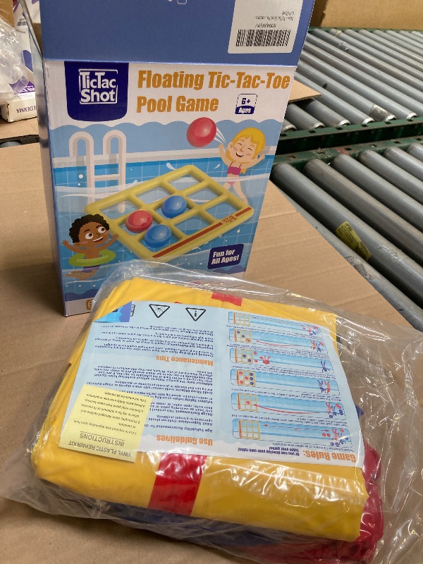 Photo 1 of TicTac Shot Pool Toys Games Set- Tic-Tac-Toe Inflatable Pool Toy with 10 Balls - for Adults Teens Kids 2-10 Players