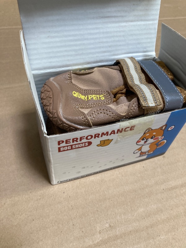 Photo 1 of QUMY Dog Shoes for Large Dogs, Medium Dog Boots & Paw Protectors for Winter Snowy Day, Summer Hot Pavement, Waterproof in Rainy Weather, Outdoor Walking, Indoor Hardfloors Anti Slip Sole Khaki 3