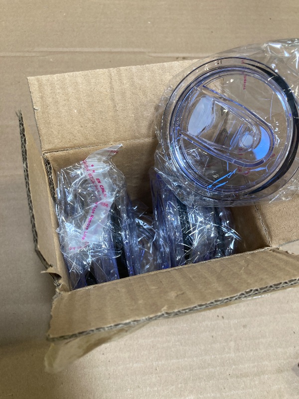 Photo 1 of 6 Pack 20 oz Skinny Tumbler Replacement Lids Plastic Splash Covers tops for 20 oz coffee cup lids Clear Cup Covers for 2.64 Inch Mouth Tumbler Cooler