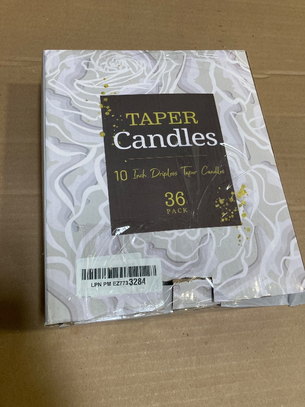Photo 1 of YOROXRG 36 Pack Ivory White Taper Candles, 7-8 Hours Burn Time, Unscented, Smokeless and Dripless, 0.8 x 10 Inch Dinner Candle Set for Household, Wedding, Party and Home Décor Candlesticks
