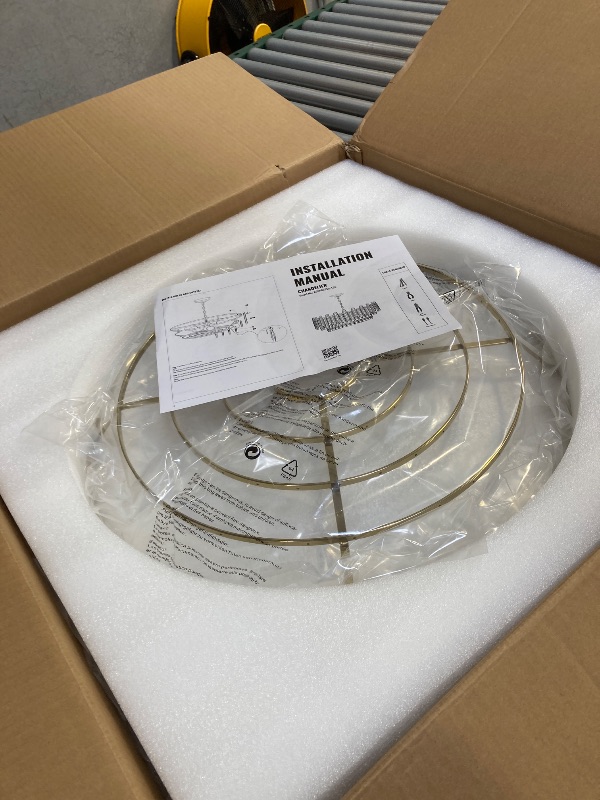 Photo 1 of  Modern 4-Tier Crystal Chandelier,24" Round Grey K9 Crystal Ceiling Light for Dining Room, Kitchen Island & Bedroom,Elegant Contemporary Lighting Fixture 