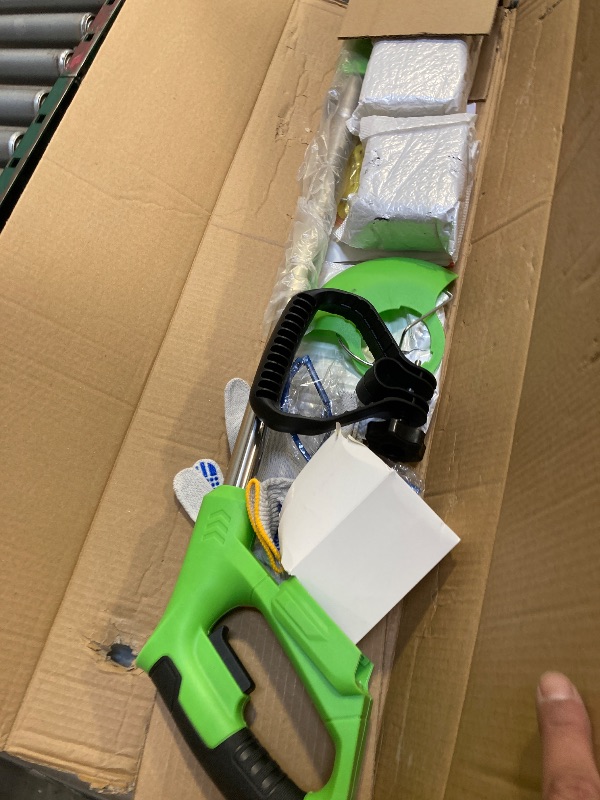 Photo 1 of Electric  Wacker Cordless, 21V Weed Cordless Eater, 4 in 1 Lightweight Stringless Brush Cutter, with 2 Pcs 4.0 Ah Battery Grass Trimmer, 4 Types Blades for Yard Clearing (Green)