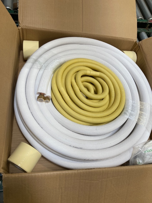 Photo 1 of  33 Ft Mini Split Line Set,Air Conditioning Copper Tubing Pipe Extension,1/4" & 3/8" 3/8" PE Thickened for AC and Heating Equipment Insulated with Nuts. (1/4+3/8) 