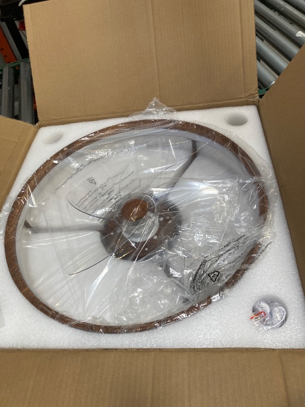 Photo 1 of  Low Profile Ceiling Fans 19.7" Farmhouse Flush Mount Modern Fandelier Brown Walnut 