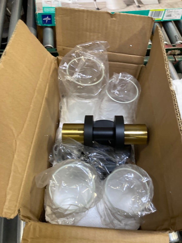 Photo 1 of Wall Sconces Set of Two, 22" Black and Gold Bathroom Sconces with Clear Glass, Hardwired Modern Sconces Wall Decor Set of 2 Wall Light fixtures for Bathroom Mirror Living Room Hallway Bedroom