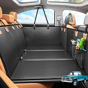 Photo 1 of Back Seat Extender for Dogs, Hard Bottom Dog Car Seat Cover for Truck Back Seat, Dog Hammock for Car, Upgraded PU Leather Material, Larger Space, Holds 400lbs