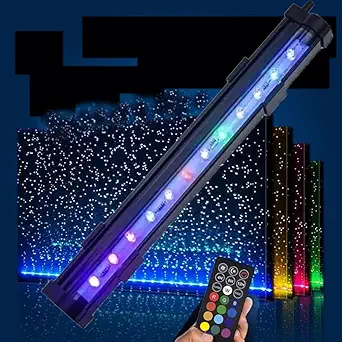 Photo 1 of Submersible Aquarium Light,LED Aquarium Air Bubble Light,RGB Color Changing Brightness Adjustable Timing Waterproof Remote Control Fish Tank Light Bar,Aquarium Light Bubbler Wall,18.9inch