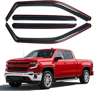 Photo 1 of in-Channel Window Visors Rain Guards for Chevy Silverado/GMC Sierra 1500 2019-2025 Crew Cab, Window Deflectors Vent Visors for 2019-2025 Silverado 1500 Crew Cab, 4 Full-Size Doors