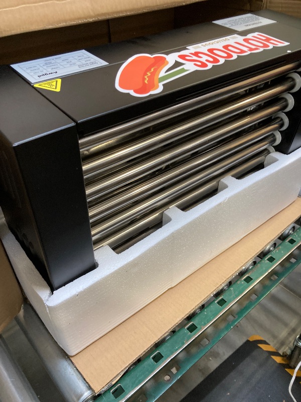 Photo 1 of Awgpd Hot Dog Roller Machine, 18 Hot Dog and 7 Non-Stick Roller, Sausage Grill Cooker Machine, Drip Tray, Dual Temperature Control for Commercial and Household Use (7 Rollers)