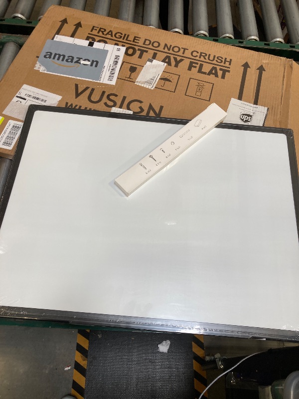Photo 1 of VUSIGN Magnetic White Board Kit for Wall 24" x 18", 1 Dry Eraser & 2 Multicolor Markers & 4 Magnetic Pins, Sliver Reinforced Aluminum Frame for Home, School, Office