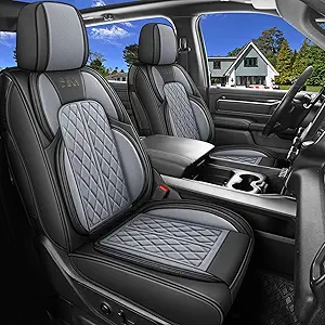 Photo 1 of Car Seat Covers Custom Fit for Chevy Silverado GMC Sierra 1500 2007-2025 2500/3500 HD Crew Cab Pickup Truck Seat Cover Protector Cushion with Faux Leather Waterproof(Black & Grey, Front Seat)