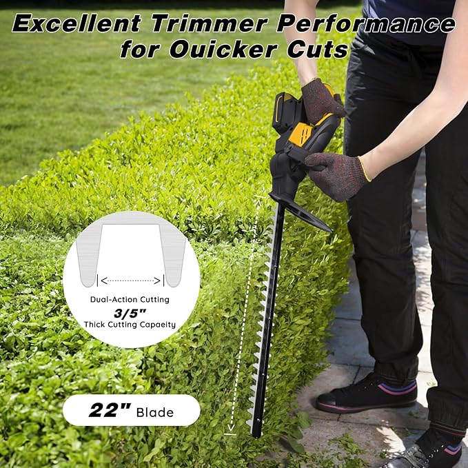Photo 1 of Hedge Trimmer for Dw 20V Battery,Hedge Trimmer Cordless with 22'' Dual-Action Blade and 3/5'' Cutting Capacity,1600RPM& Safety Lock****(Battery Not Included)