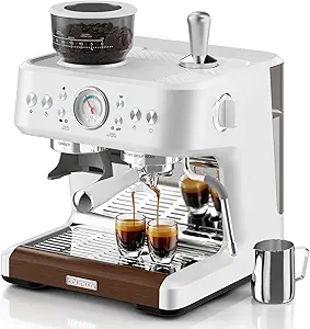 Photo 1 of Espresso Machine with Grinder, Multifunctional Espresso Machine with Powerful Milk Frother 58MM Café Level Espresso Coffee Machine 15 Bar Cappuccino & Latte Machine for Home Stainless Steel