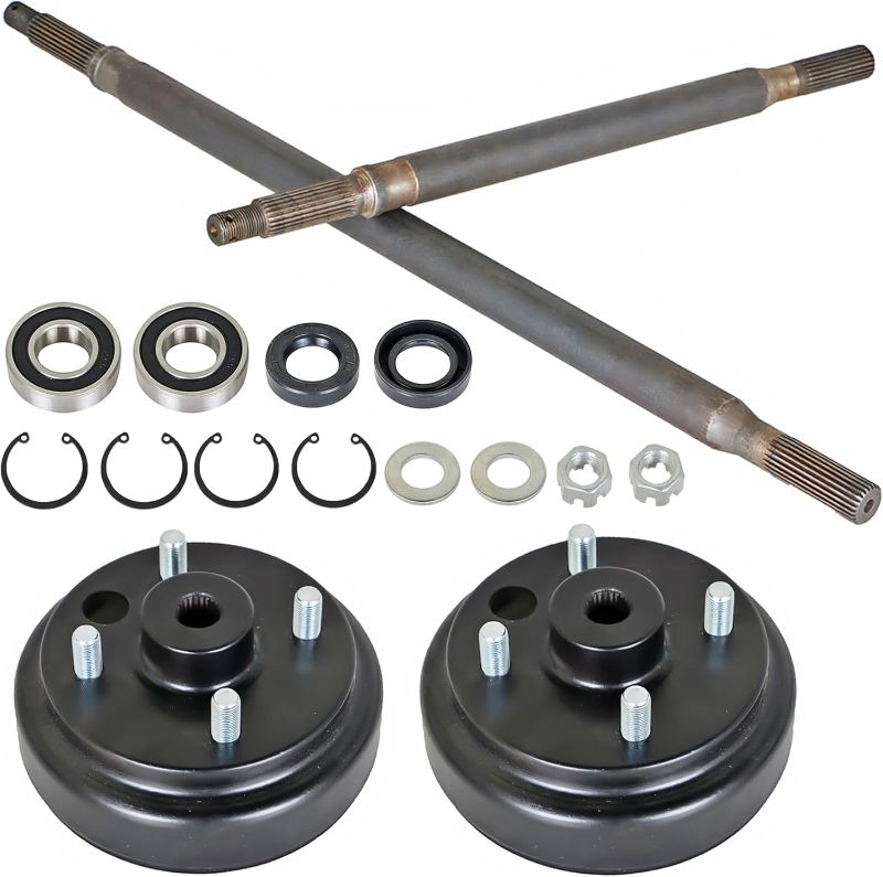 Photo 1 of labwork 24 Spline Golf Cart Rear Axle and Brake Hub Drum Assembly Kit Replacement for EZGO 1982-up Gas 2 Cycle 1982-1993