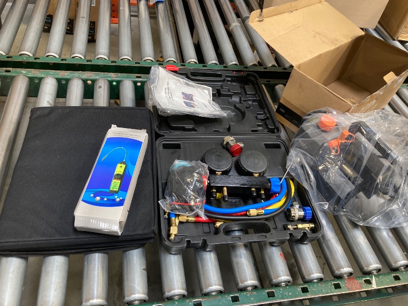 Photo 1 of Orion Motor Tech AC Vacuum Pump and Gauge Set, 1/3 hp 4 cfm Vacuum Pump Manifold Gauge Kit with Leak Detector 4 Hoses & Accessories for R134a R22 R410a, A/C Vacuum Pump Kit for Auto HVAC Systems