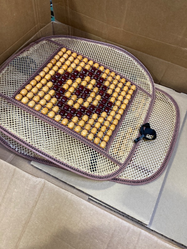 Photo 1 of Wood Beaded Comfort Seat Cover with Cooling Ventilated Mesh Lumbar Back Brace Massage Support Cushion for Car Seat Chair