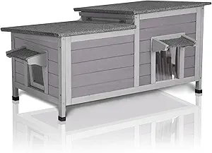 Photo 1 of GUTINNEEN Outdoor Cat House Weatherproof Feral Kitty Shelter for Winter Cat Condo with Large Opening Roof (1-Story?AIR93?)