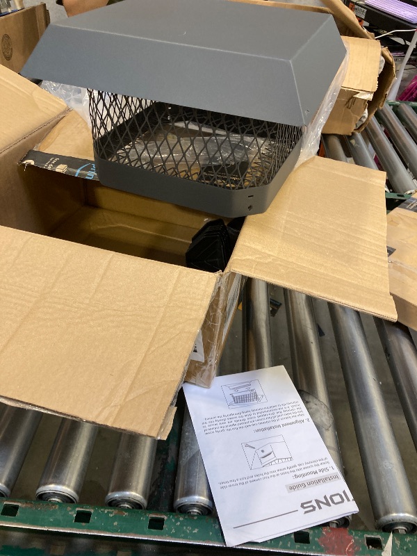 Photo 1 of 9"x9" Chimney Cap Chimney Cover,Fireplace Chimney Cap for Outside,Chimney Flue Cover Chimney Rain Cap Roof Rain Guard on Existing Flue Tile,Galvanized Steel Chimney Vent Cap W/Screen Hood Plate