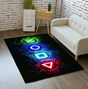 Photo 1 of Gaming Area Rugs for Boys Cool Game Style Bedroom, Gamer Rug Boys Room Decor, Video Games Bedroom Carpet for Teens, Controller Gamepad Player Standing Throw Doormats Yoga Mat Black