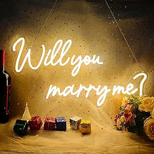Photo 1 of Will You Marry Me Neon Sign Large, Remote Dimmer Will You Merry Me Led Sign for Engagement Party Decor, Romantic Marry Me Sign for Proposal Wedding Decor, 23.2X12.5 Inch, Warm White