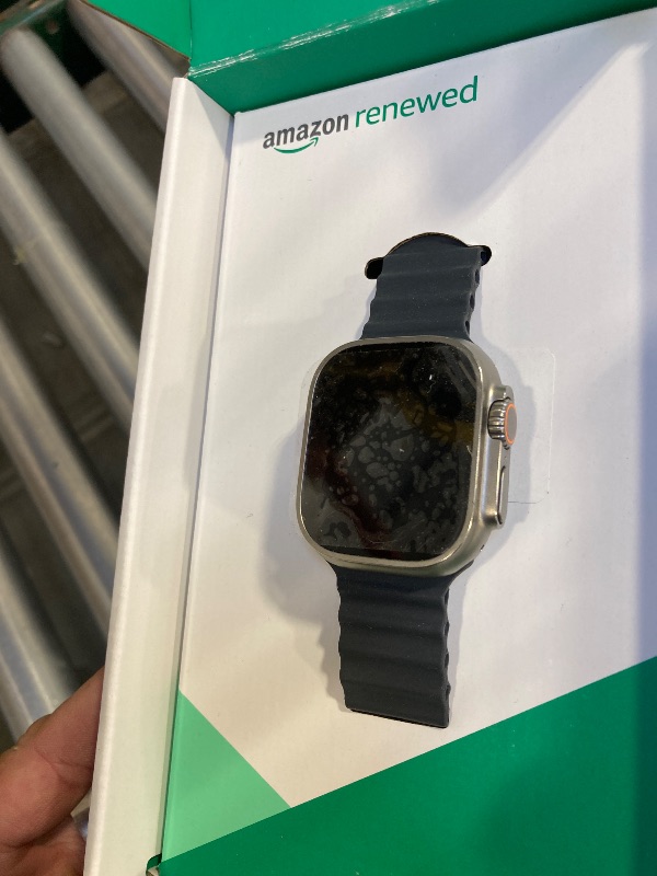 Photo 1 of Apple Watch Ultra [GPS + Cellular 49mm] Titanium Case with Midnight Ocean Band, One Size (Renewed Premium)