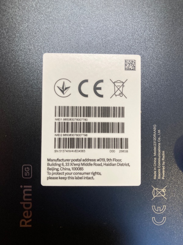 Photo 1 of Xiaomi Redmi Note 13 5G (256GB + 8GB) 6.67" 108MP (for Tmobile Mint Tello & Global) GSM Global Bands Unlocked (Graphite Black)